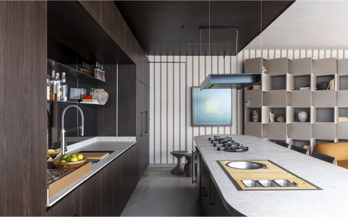 <p>Coração do projeto é a cozinha gourmet funcional.</p>